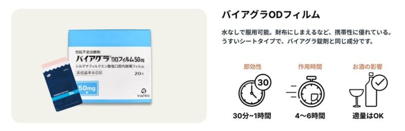 ED治療薬をオンライン診療で購入できるおすすめクリニック3選！ED治療薬のバイアグラODフィルムの紹介